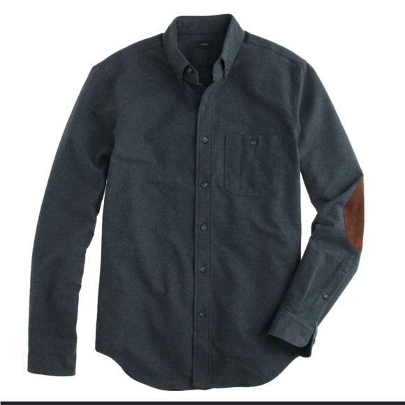 J. Crew Cotton Flannel Suede Leather Elbow Patch Shirt Workshirt Quality - Picture 1 of 5